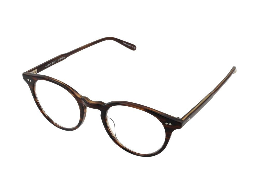 Garrett Leight Round Tortoise Shell Metallic Accent Optical Glasses