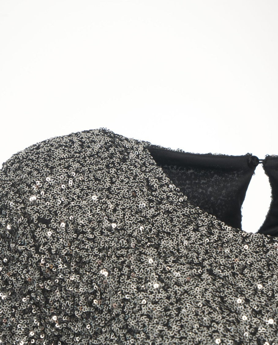 Solotre Glamorous Sequin-Embellished T-Shirt With Back Cutout