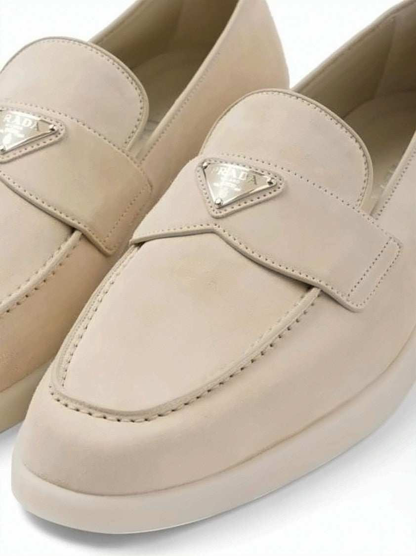 Prada Suede Loafers With Triangular Logo Detail