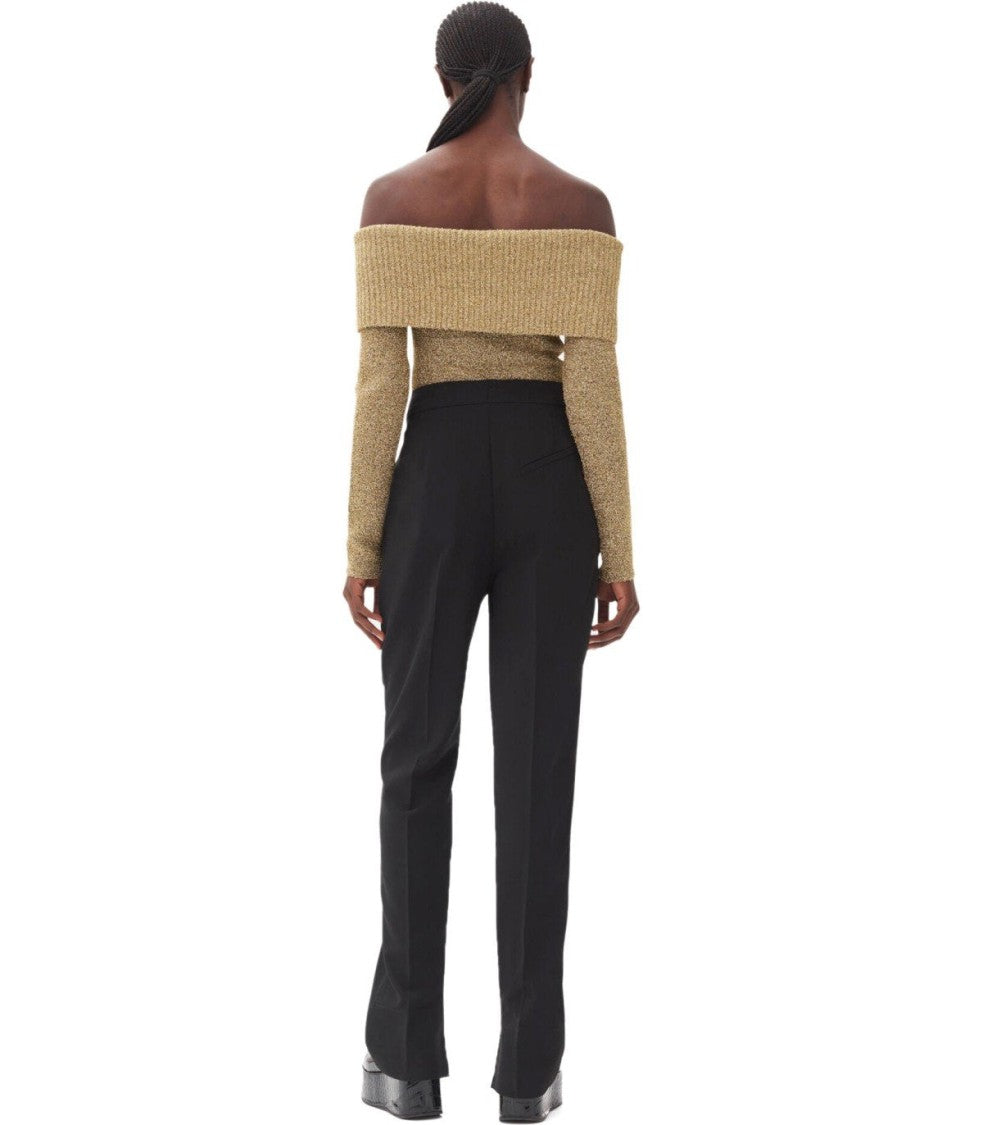 Ganni Twill Black Pants With Pockets