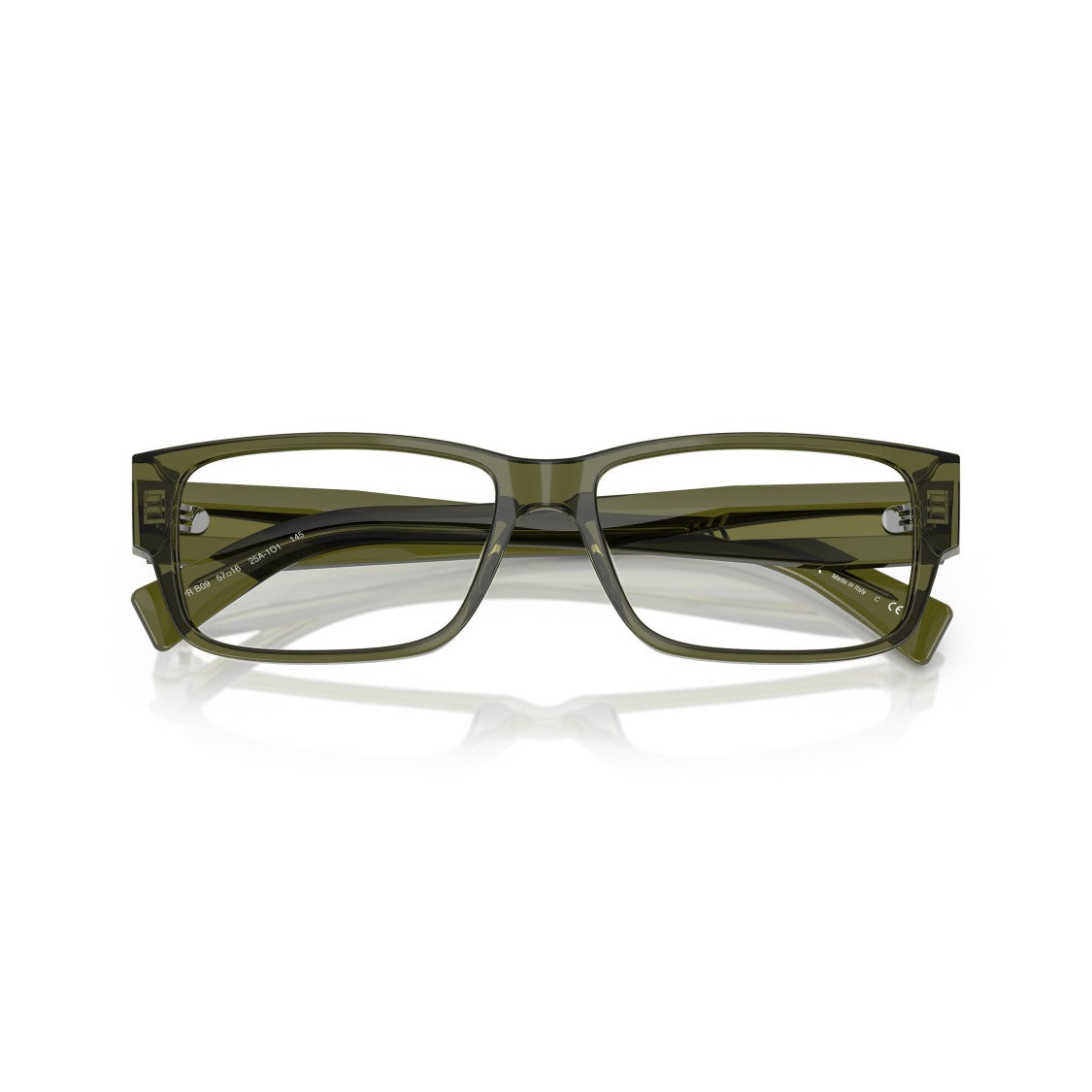 Prada 0Pr B09v Translucent Olive Green Acetate Rectangular Eyeglasses