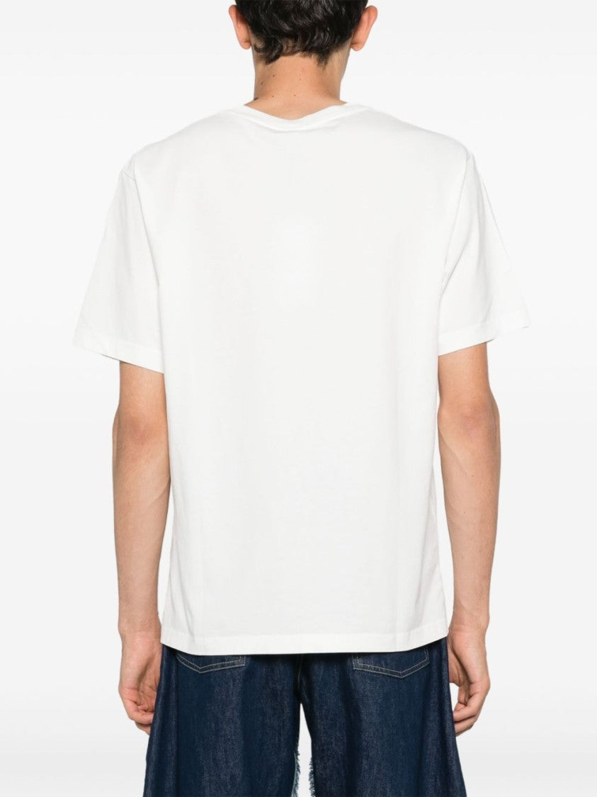 Kenzo Graphic White Cotton T-Shirt With Flower Design