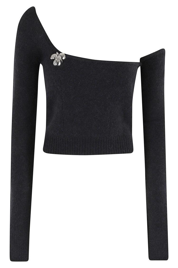 Blumarine One-Shoulder Knit Sweater With Removable Sleeve