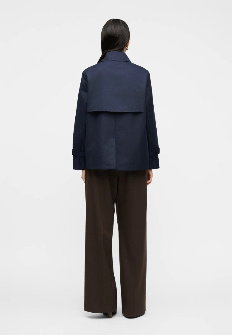Max Mara Navy Blue Cotton Blend Rain Jacket