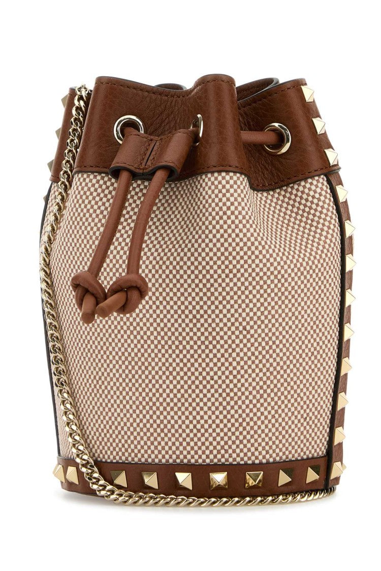 Valentino Garavani Two-Tone Canvas Rockstud Bucket Bag