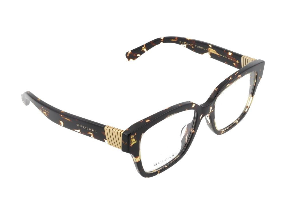 Bulgari Oversized Tortoiseshell Gold Accent Eyeglasses