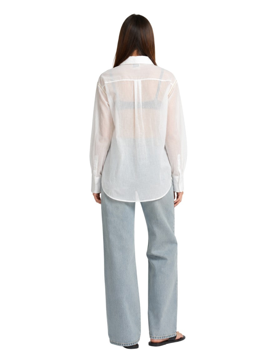 Forte Forte White Gold Beaded Embroidered Cotton Voile Shirt