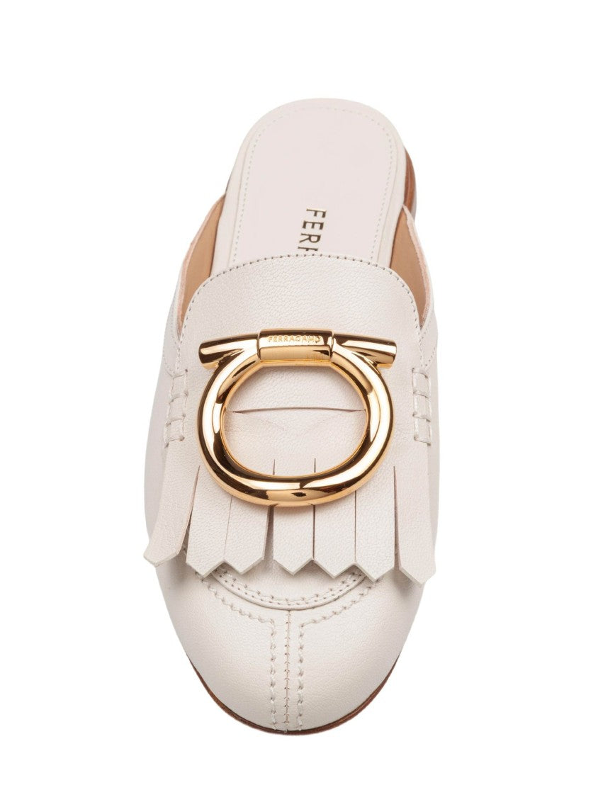 Salvatore Ferragamo Leather Mules With Maxi Gancini Buckle