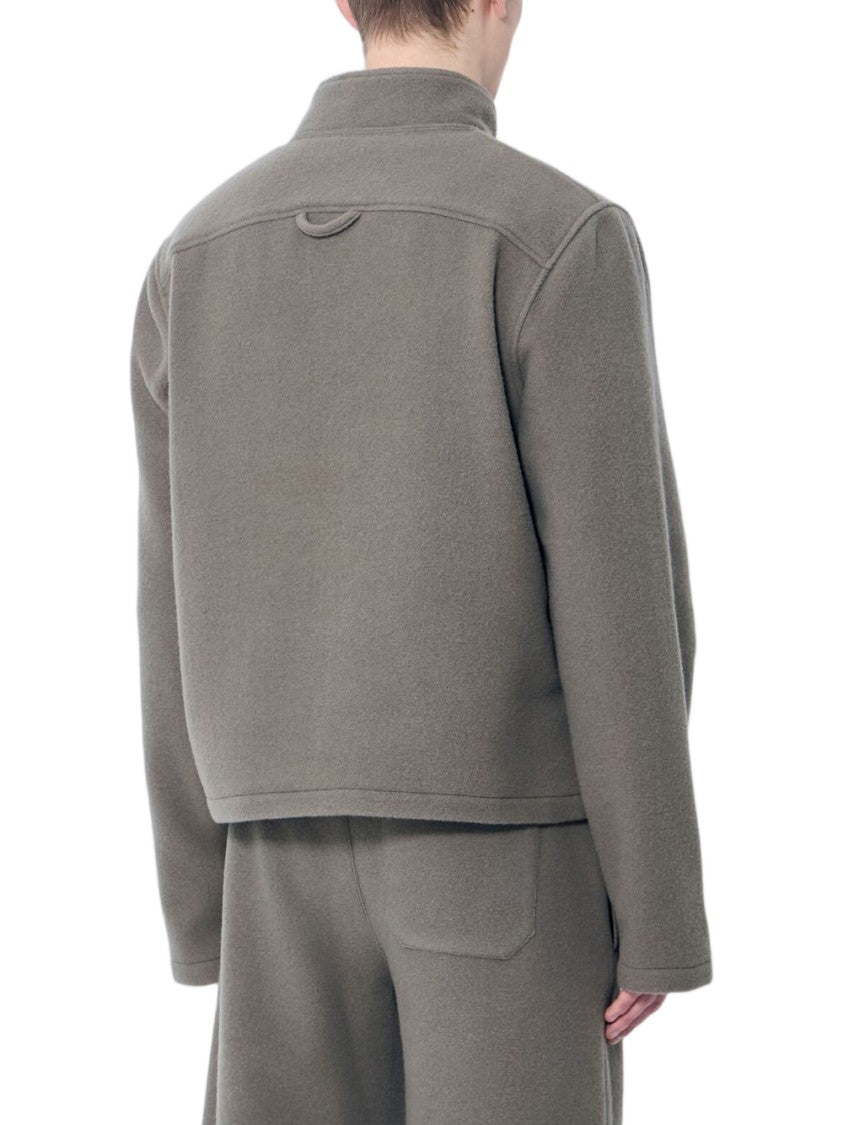 Rier Brown Boxy Cropped Half-Zip High-Collar Jacket