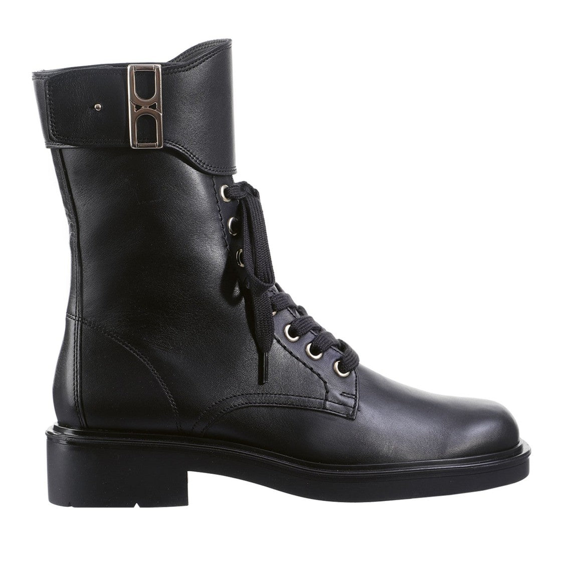 Högl Black Nick Smooth Leather Metallic Buckle Ankle Boots