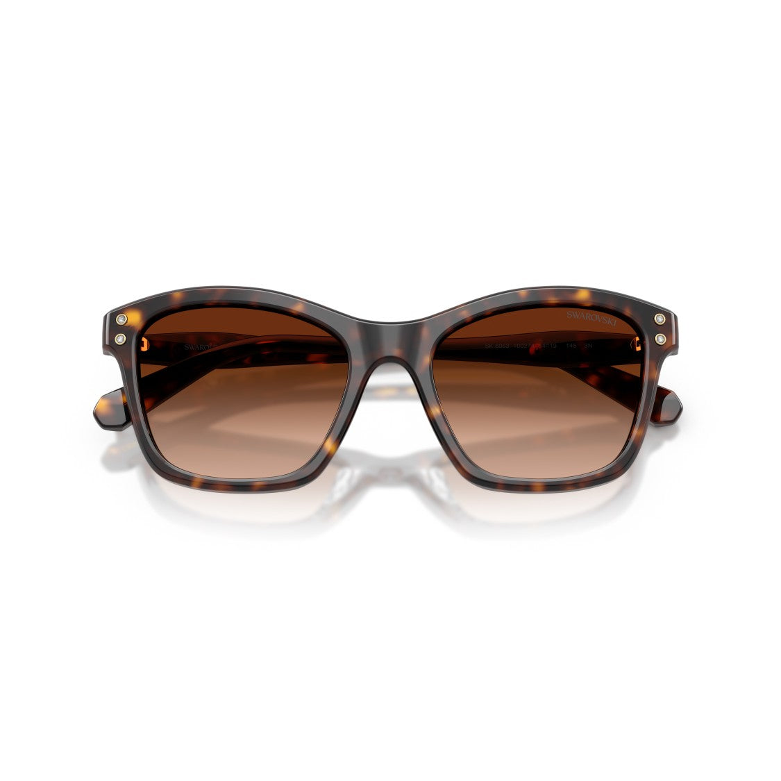 Swarovski 0Sk6063 Square Frame Tortoiseshell Sunglasses With Crystal Embellishments