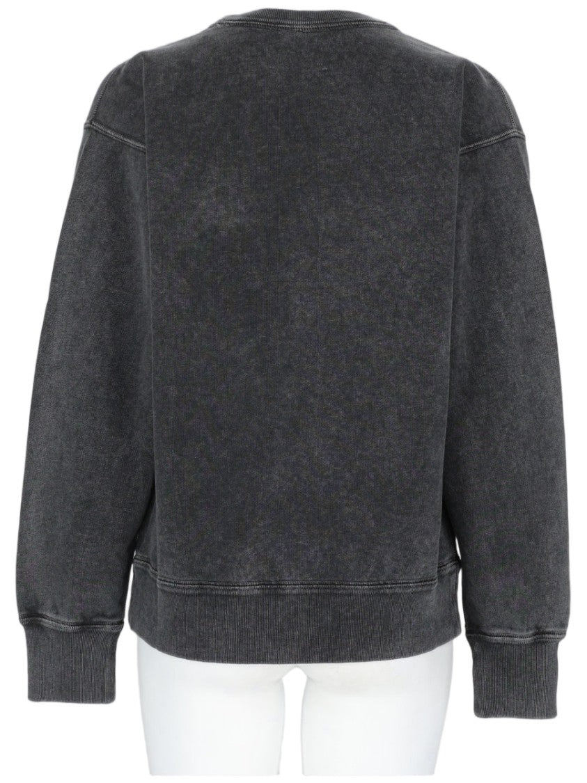 Isabel Marant Étoile Rise Washed Charcoal Grey Embroidered Cotton-Blend Sweatshirt