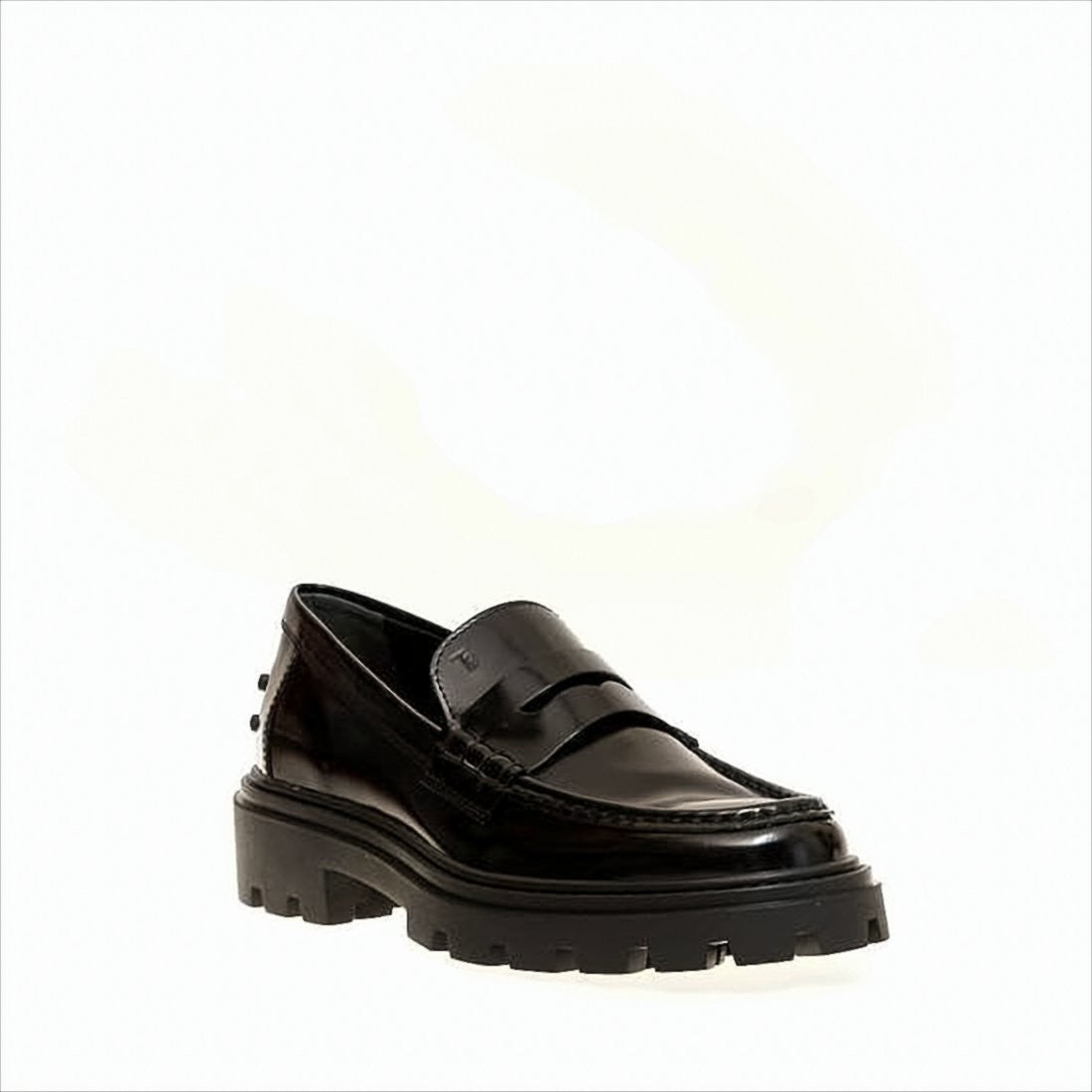 Tod's Polished Leather Loafers With Rubber Sole