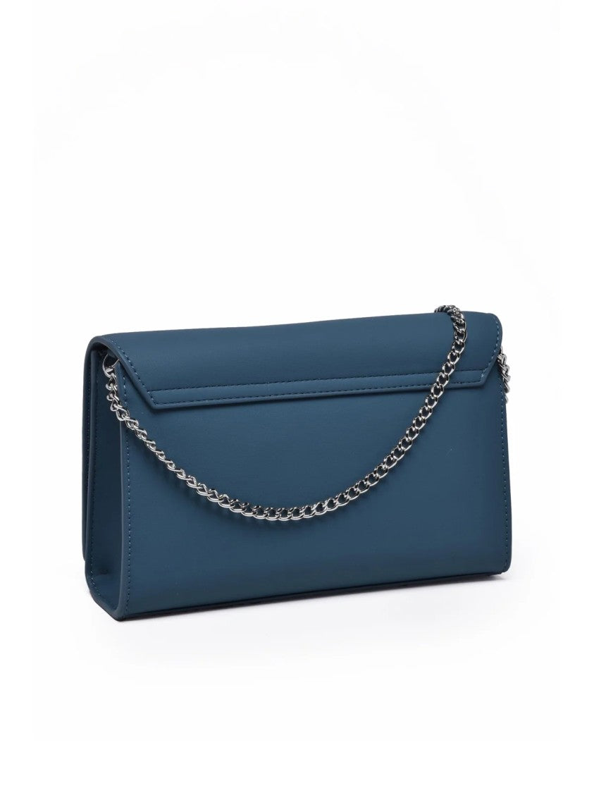 Love Moschino Rectangular Crossbody Bag With Metallic Logo And Chain Strap