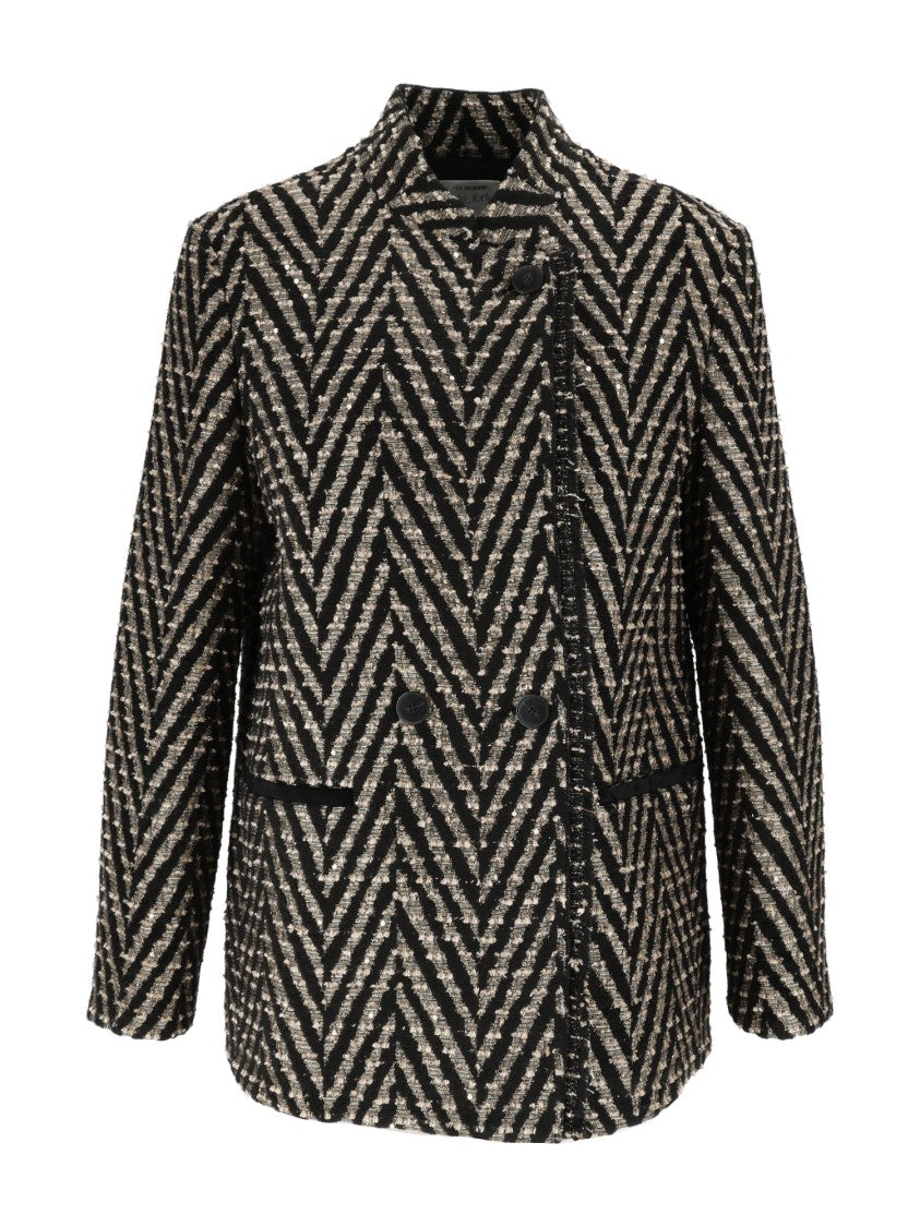 Forte Forte Textured Chevron Pattern Over-Jacket With High Collar