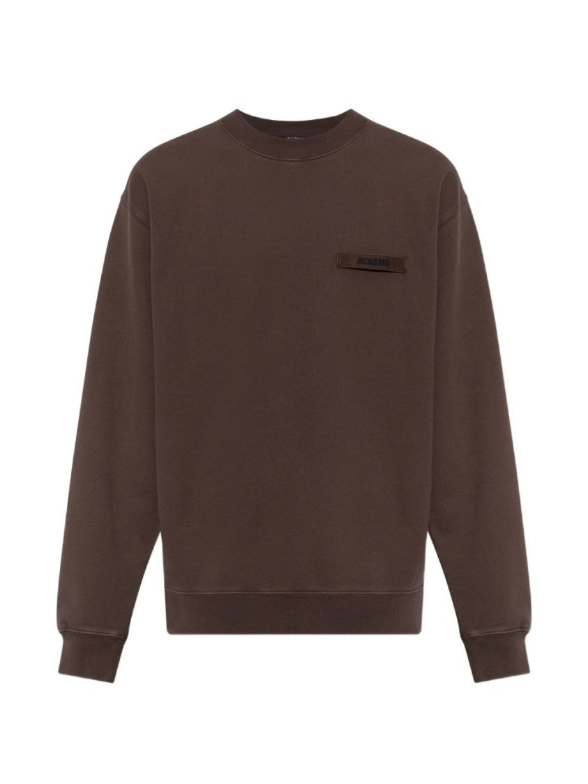 Jacquemus Relaxed Fit Crew Neck Sweater With Textured Patch Detail