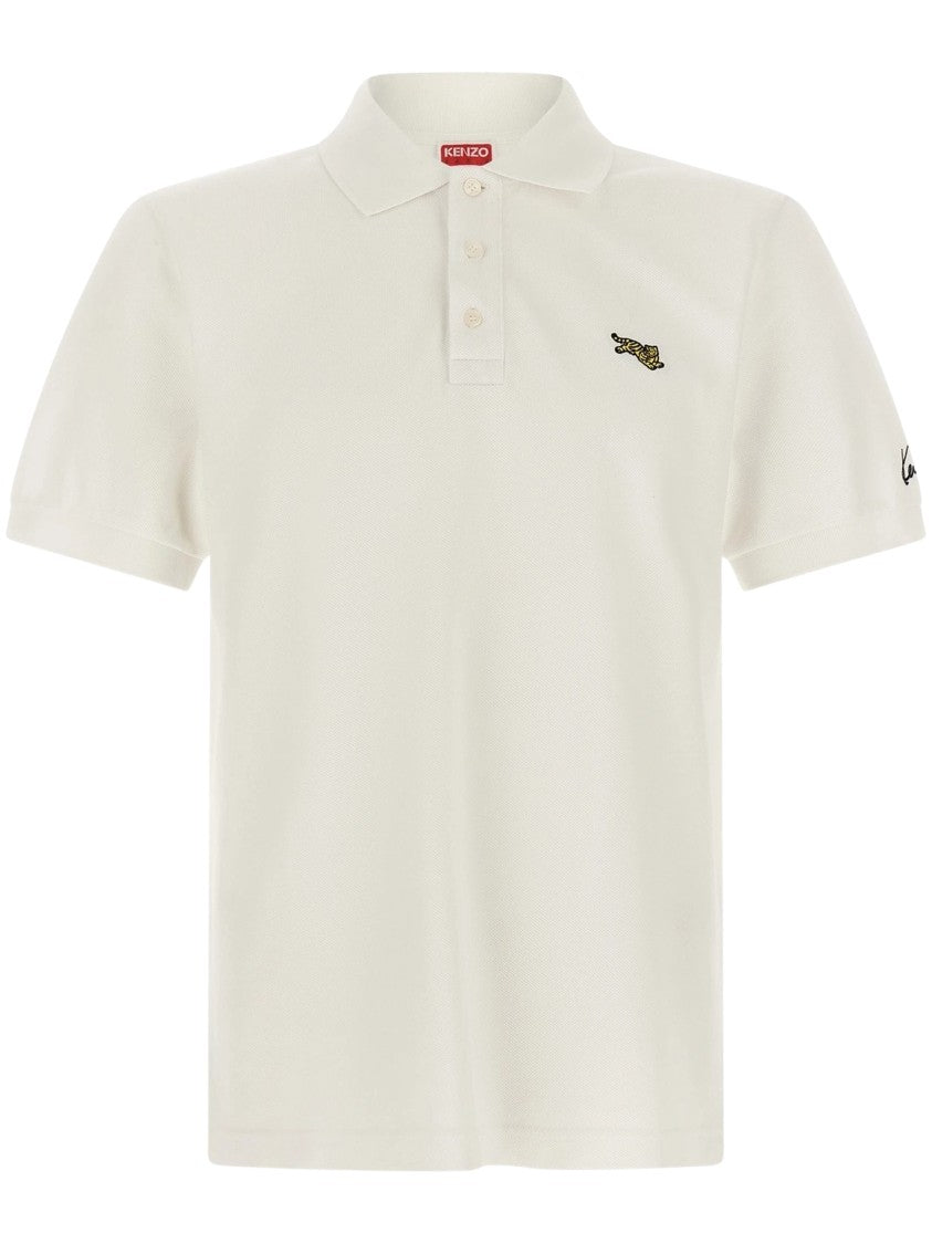 Kenzo Jumping Tiger Embroidered Slim Polo Shirt