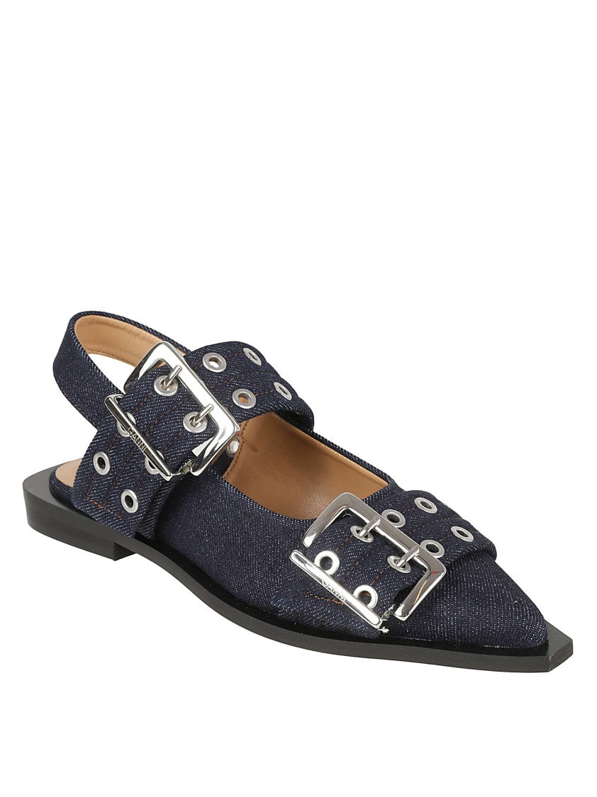 Ganni Slingback Flat Shoes With Pointed Toe