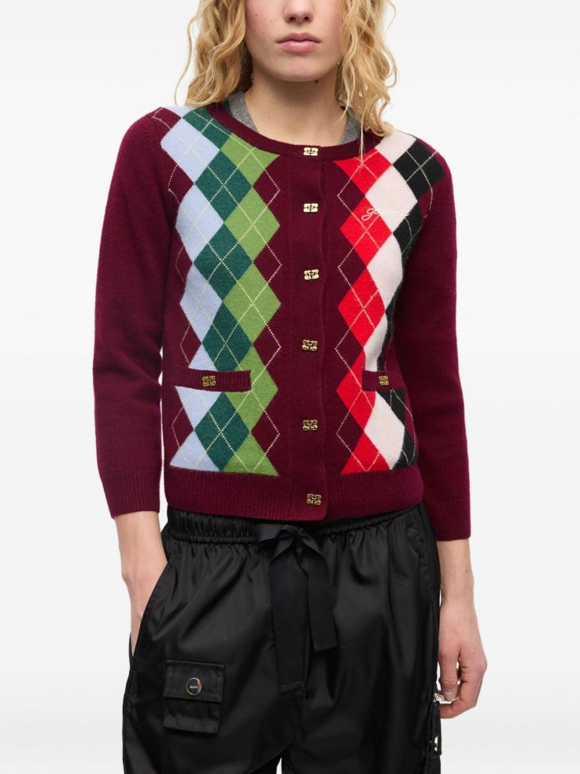 Ganni Argyle Pattern Merino Wool And Cashmere Sweater
