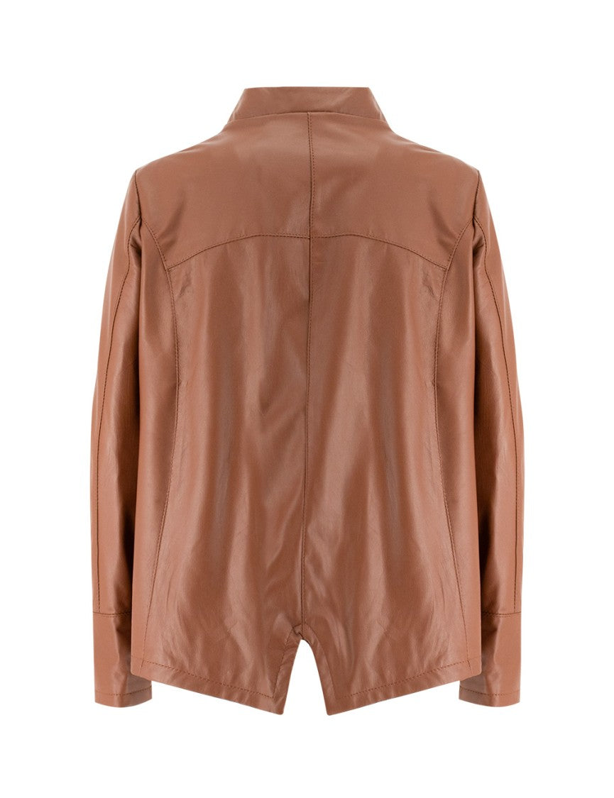 Mono Brick Leather Jacket With Tailored Silhouette