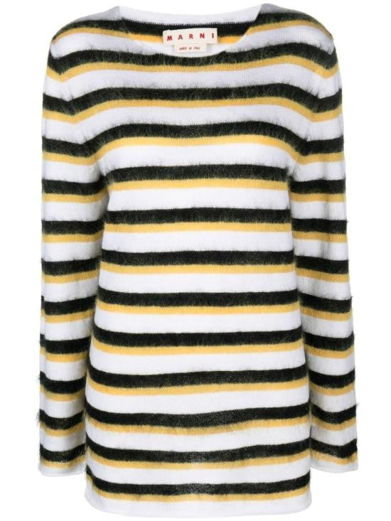 Marni Soft Fuzzy Sweater With Striped Design And Relaxed Fit