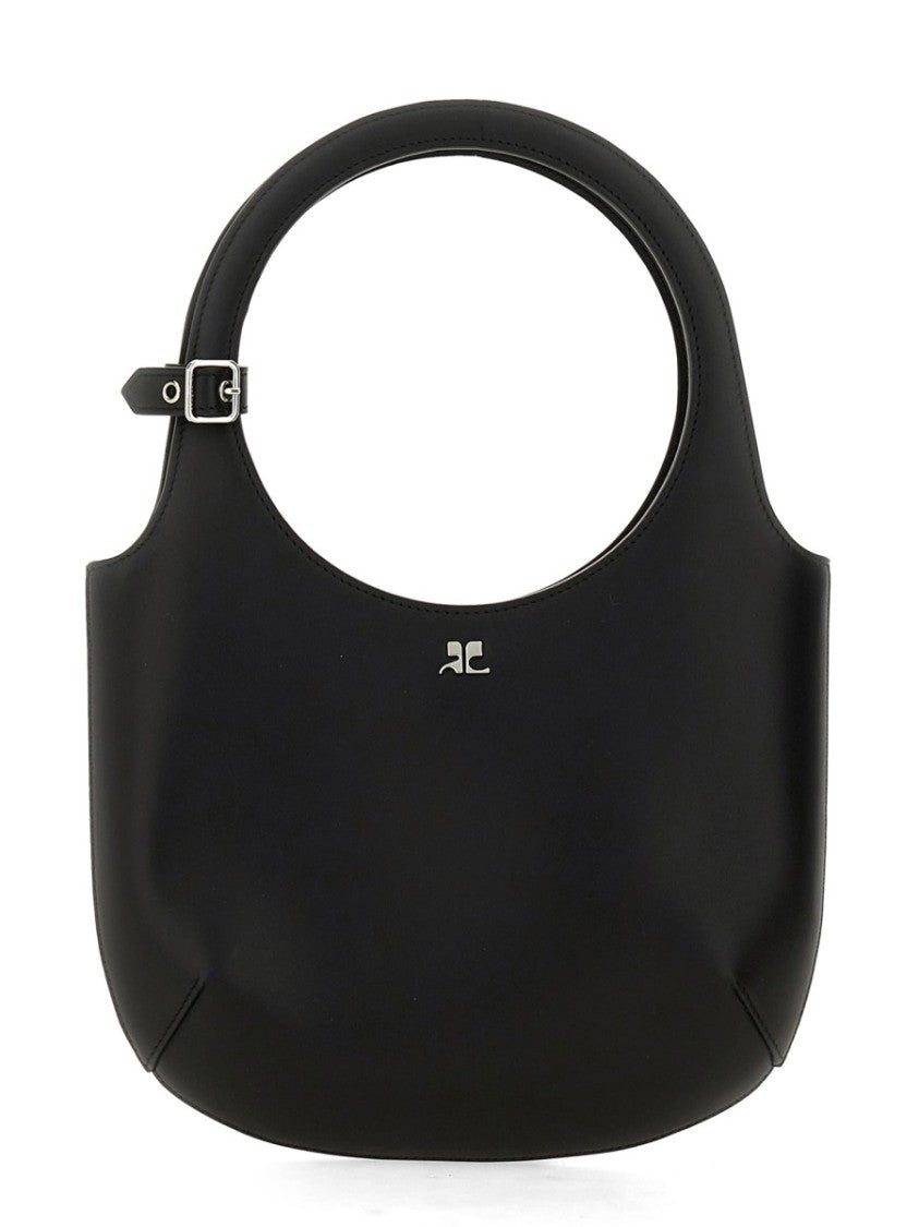Courrèges Circular Handle Leather Bag With Adjustable Strap