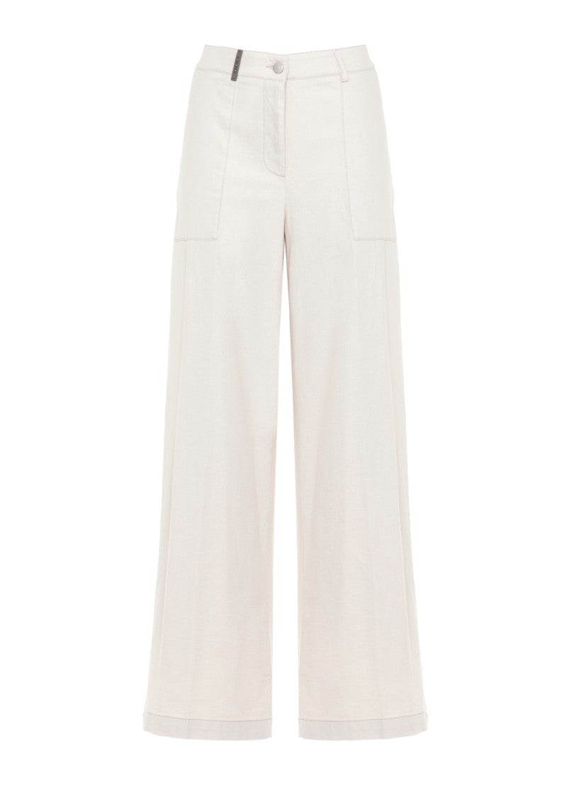 Peserico Ivory Cotton-Blend Straight-Leg Pants