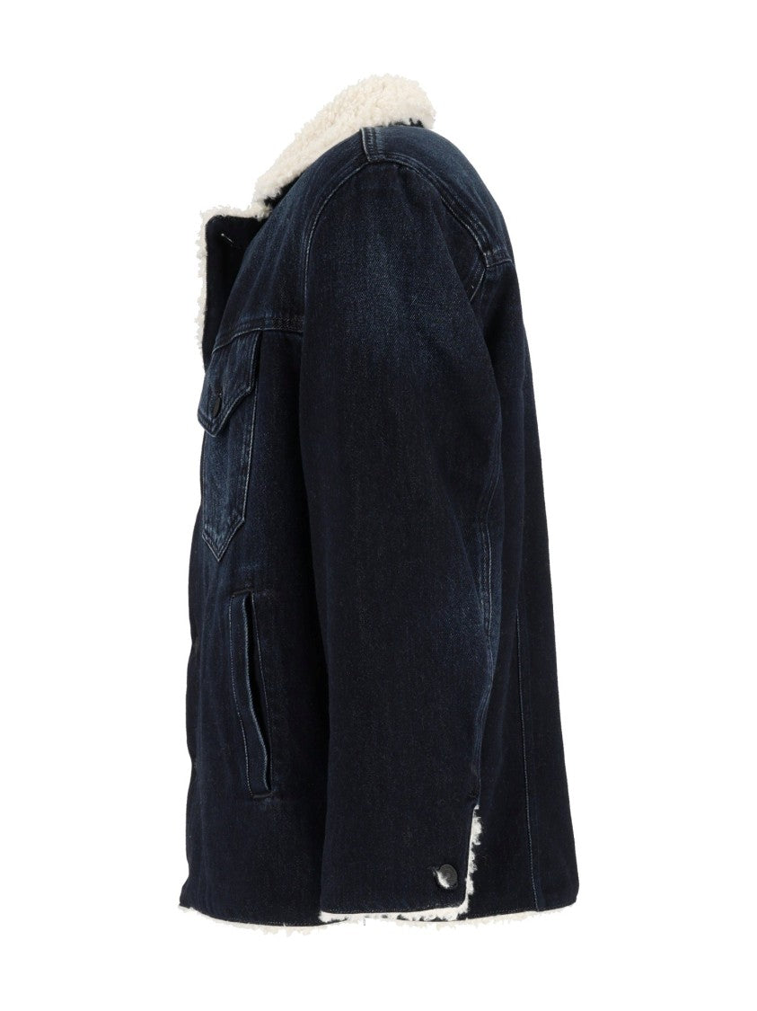Dondup Sherpa-Lined Boxy Dark Denim Jacket