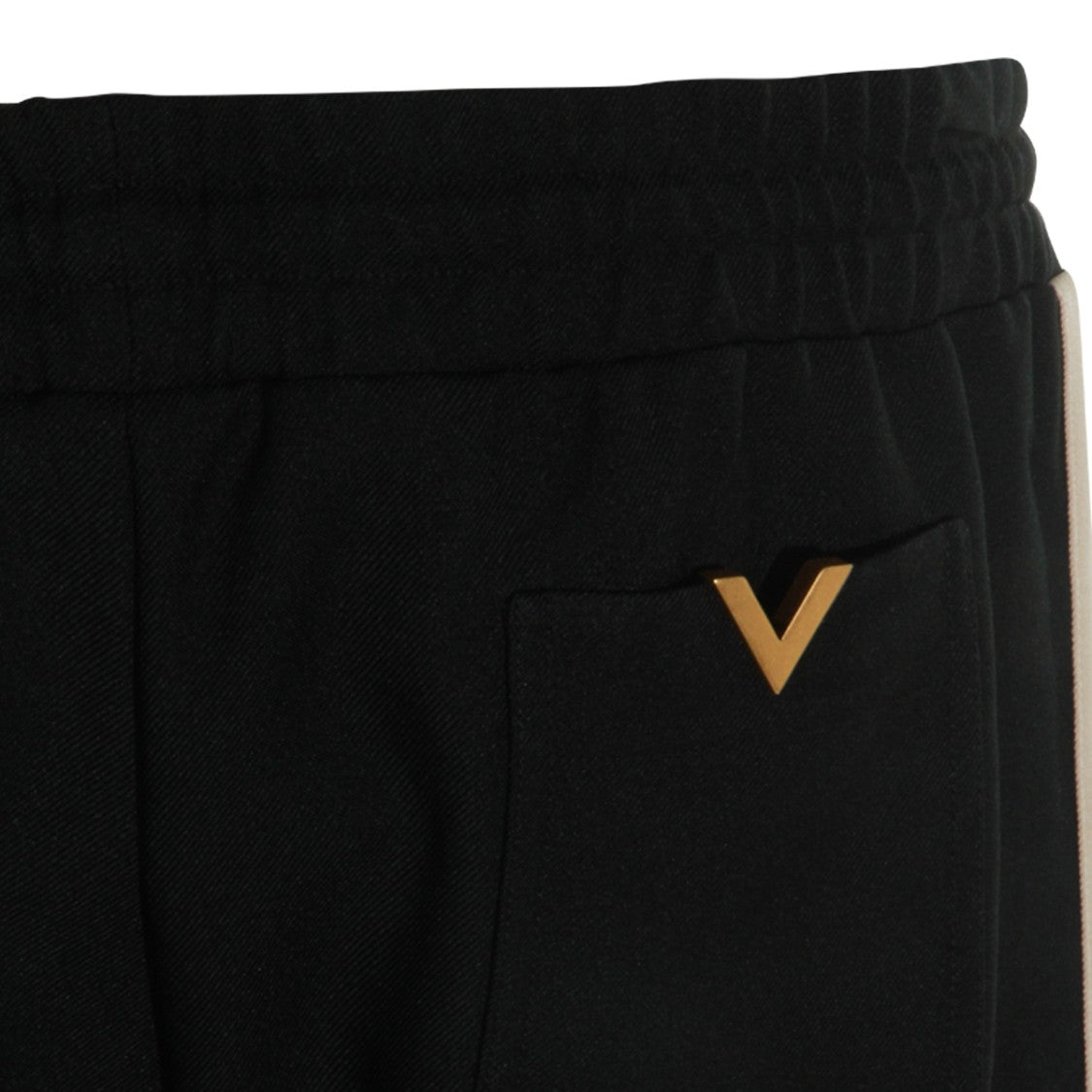 Valentino Black Trousers With Elasticated Waist And Ribbed Cuffs