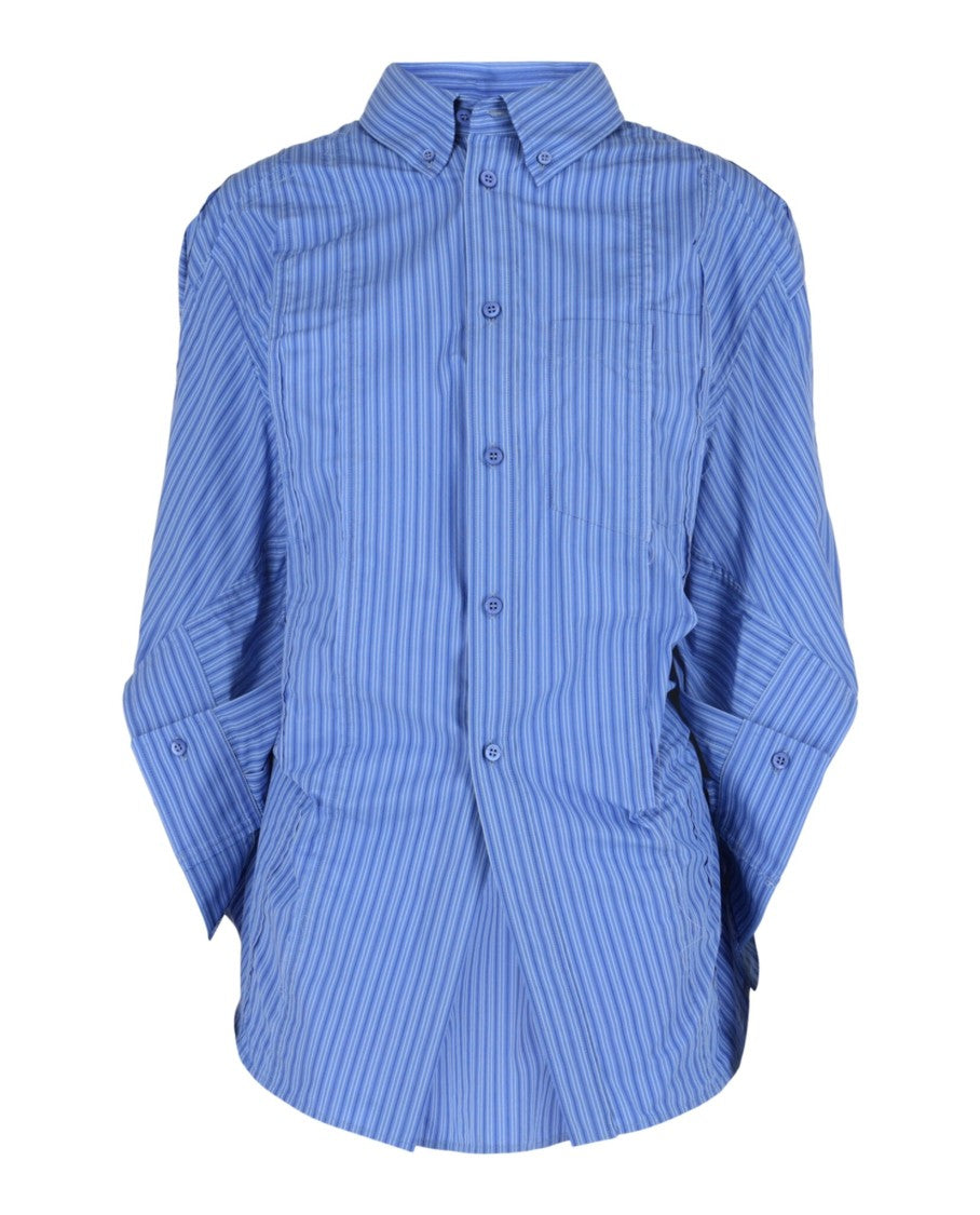 Balenciaga Diy Striped Twisted-Sleeve Shirt