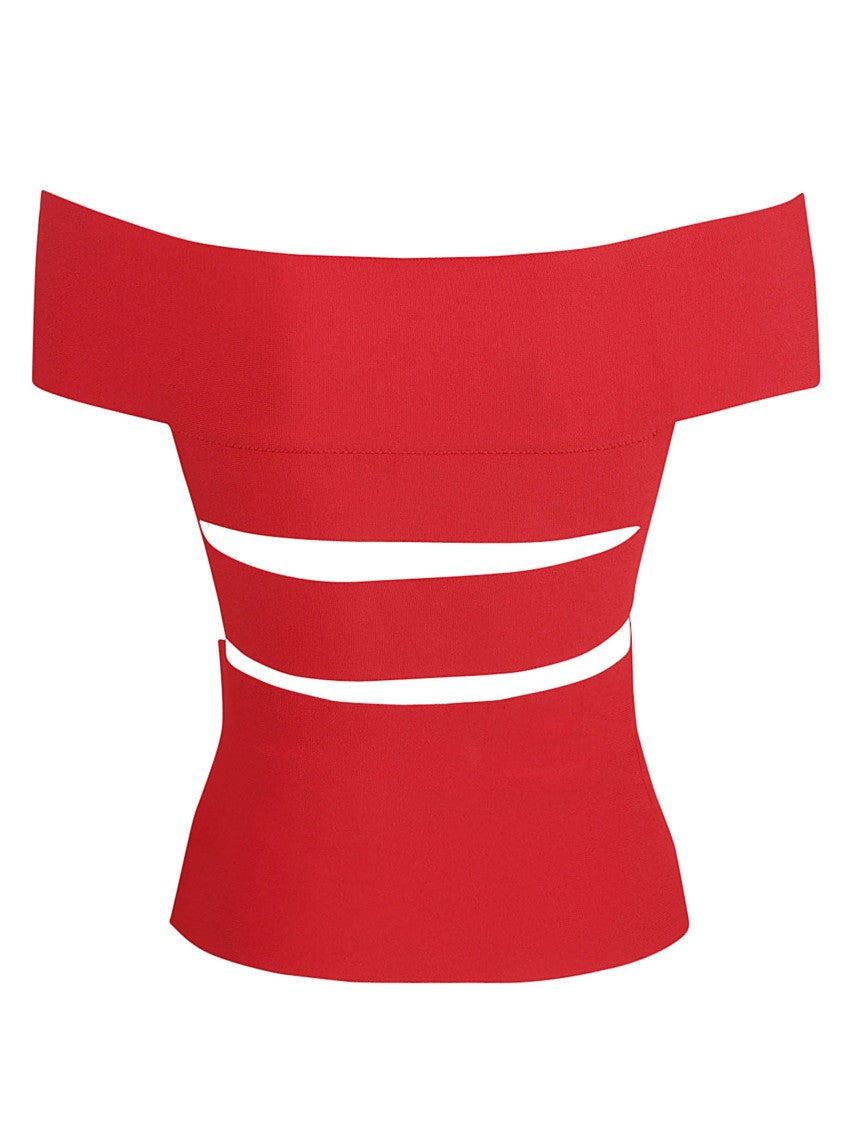 Alexander Mcqueen Off-The-Shoulder Structured Top With Metallic Accents