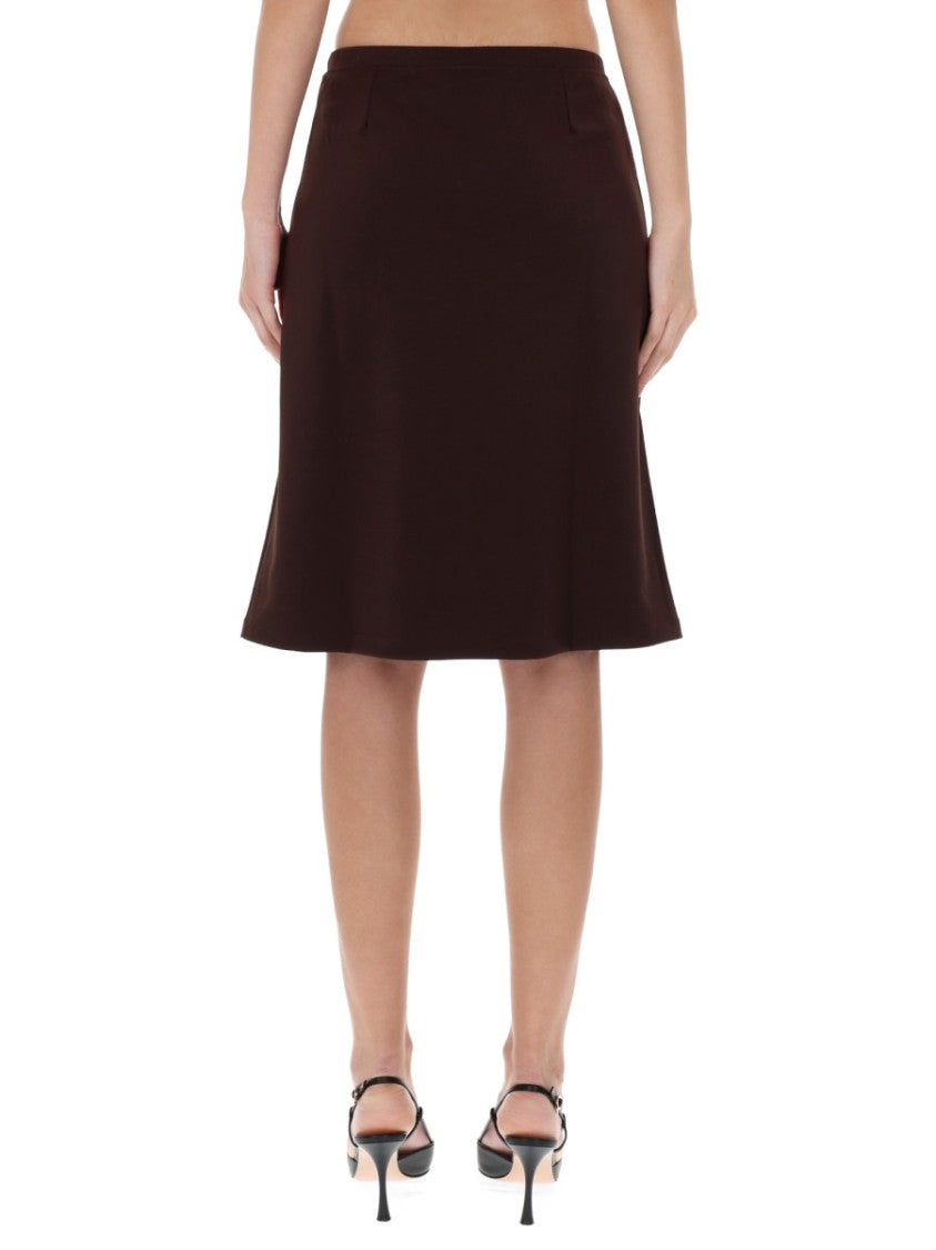 Courrèges Deep Brown Logo Waistband Skirt