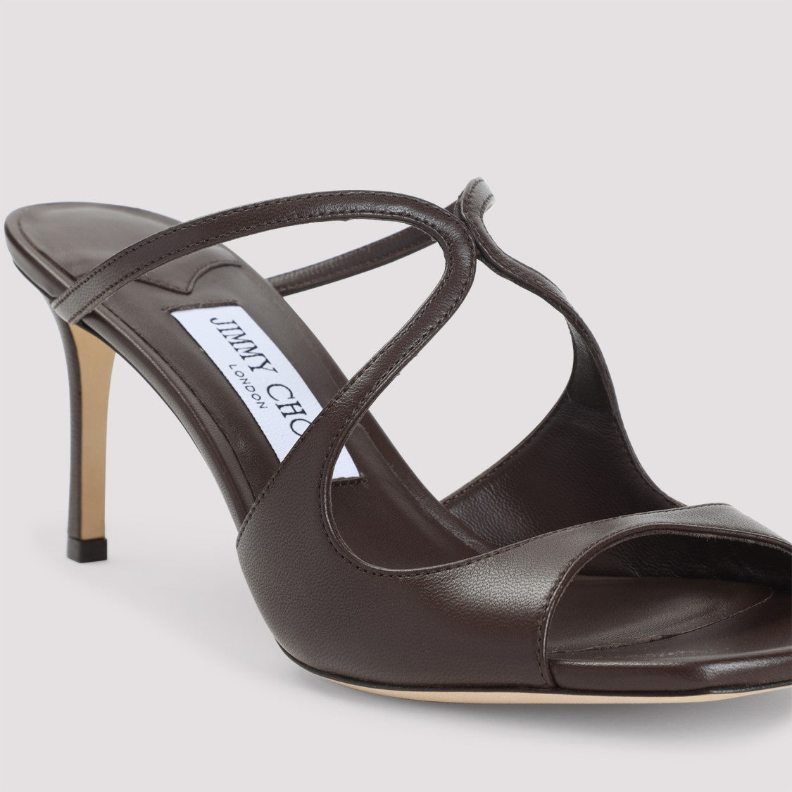 Jimmy Choo Anise 75 Brown Nappa Leather Sandals