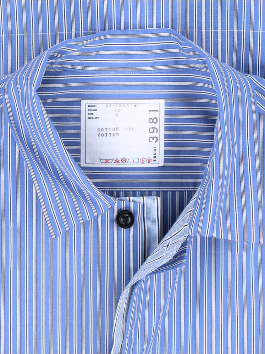 Sacai Blue Striped Cotton Poplin Shirt