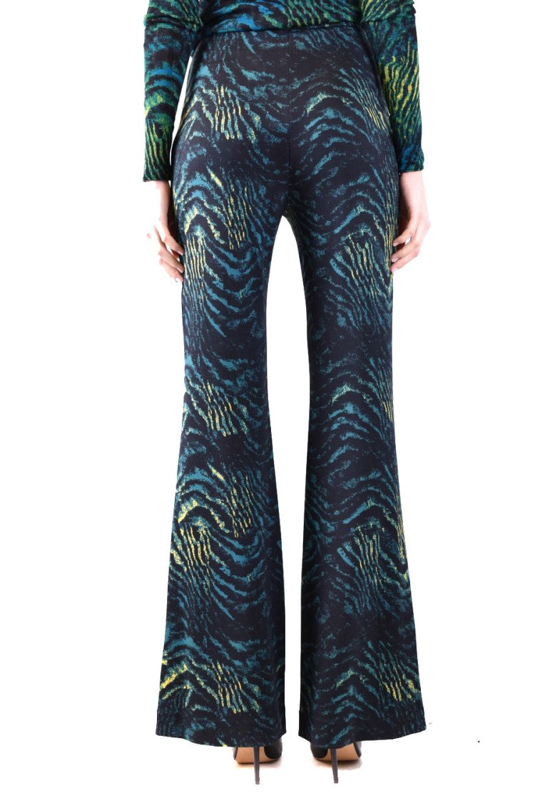 Diane Von Furstenberg High Waist Flared Bold Animal Trousers