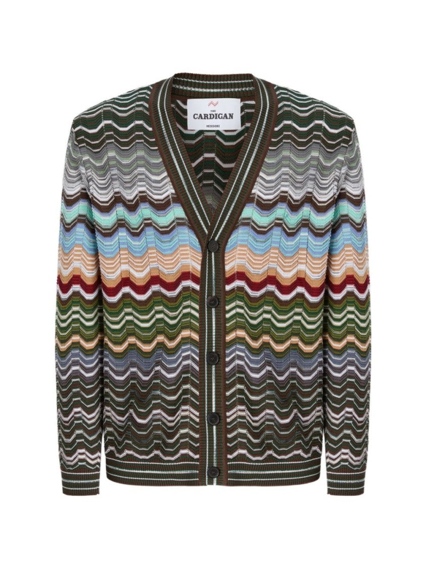 Missoni Multicolored Chevron Knit Cardigan