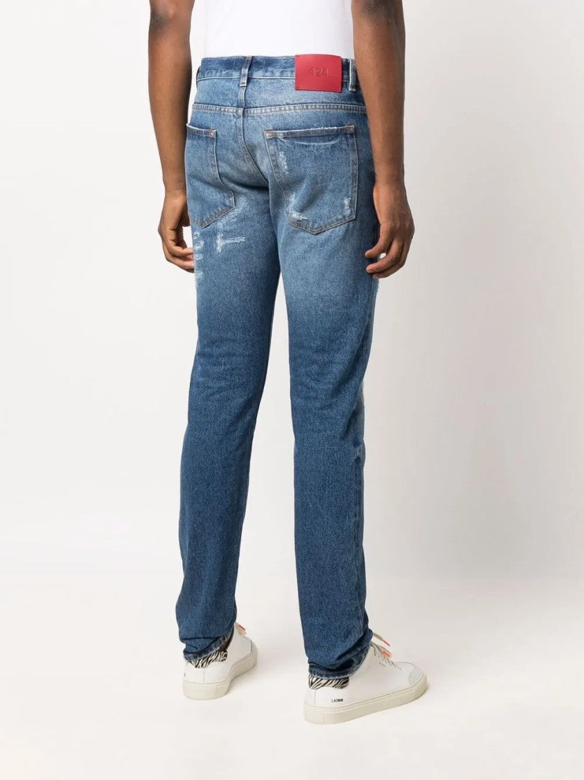 424 Blue Straight-Leg Denim Five-Pocket Jeans