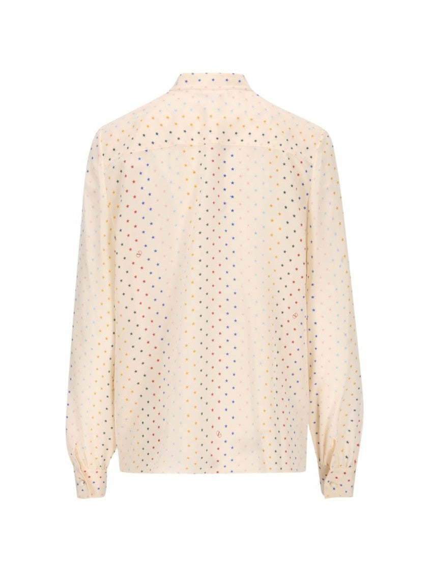 Valentino Garavani Star Printed Silk Stand Collar Shirt