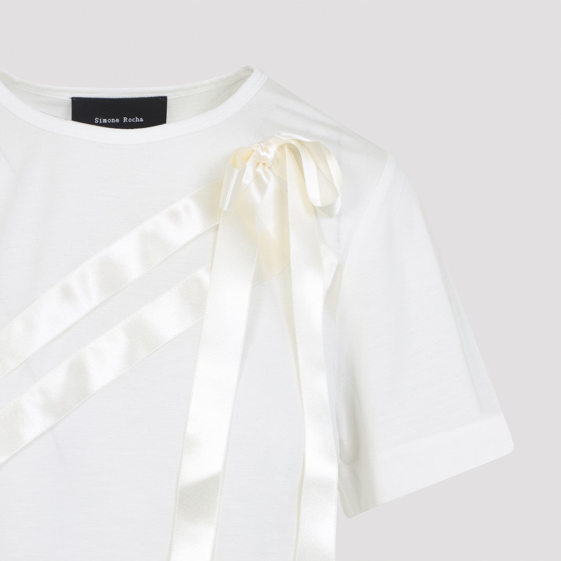Simone Rocha Soft Lyocell T-Shirt With Satin Ribbon Detail