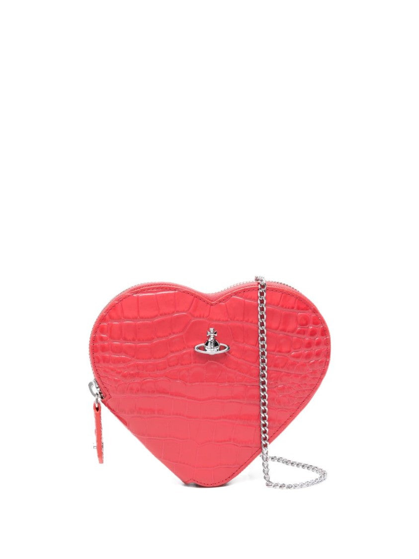 Vivienne Westwood Coral Croc Effect Heart Shaped Bag