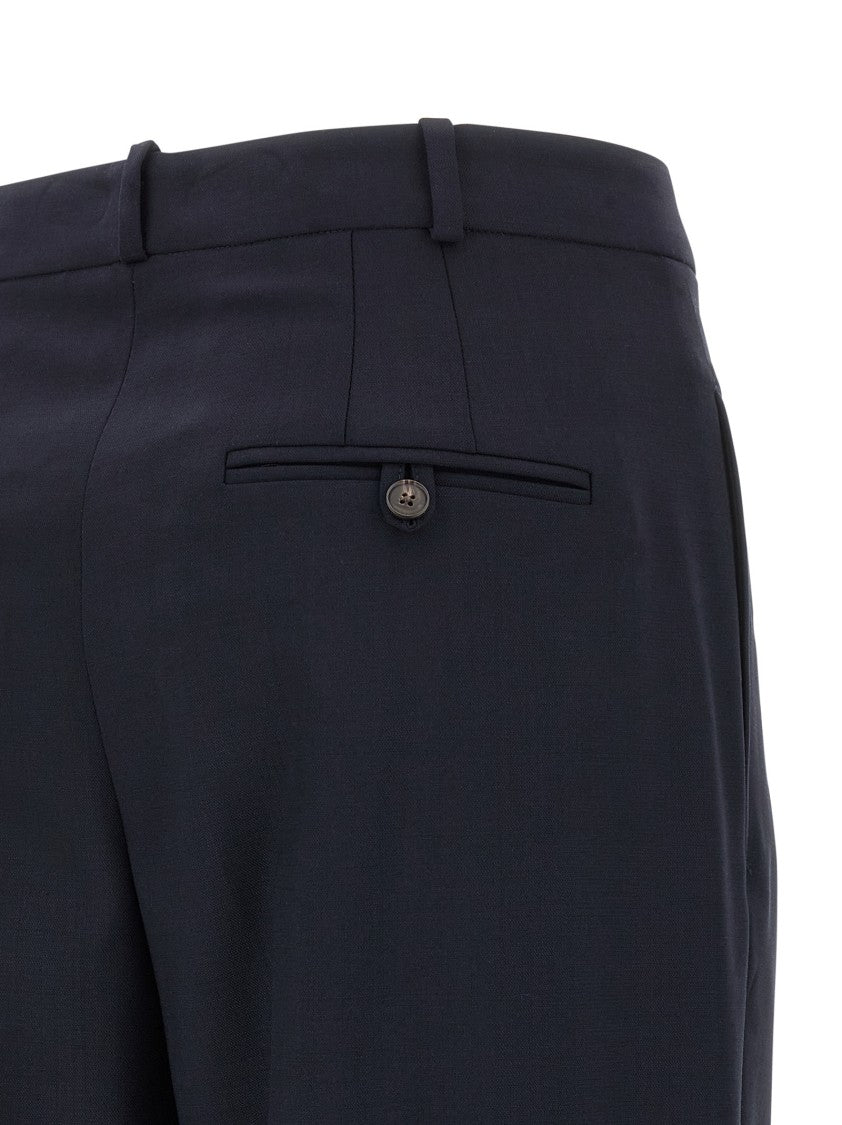 Polo Ralph Lauren Wide Leg Wool Trousers With Ironed Pleat