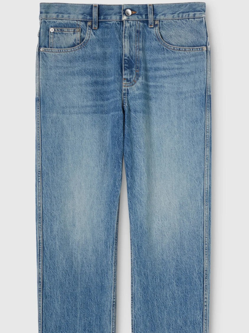 Gucci Blue Washed Tapered-Fit Cigarette Jeans