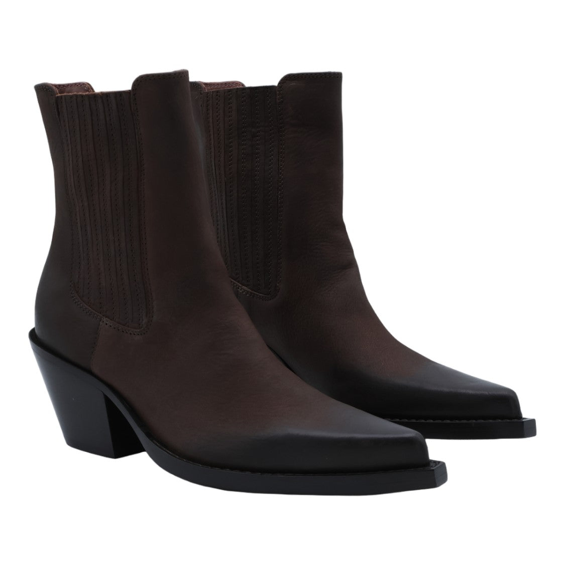 Paris Texas Brown Mid-Heel Boots With Pointed Toe