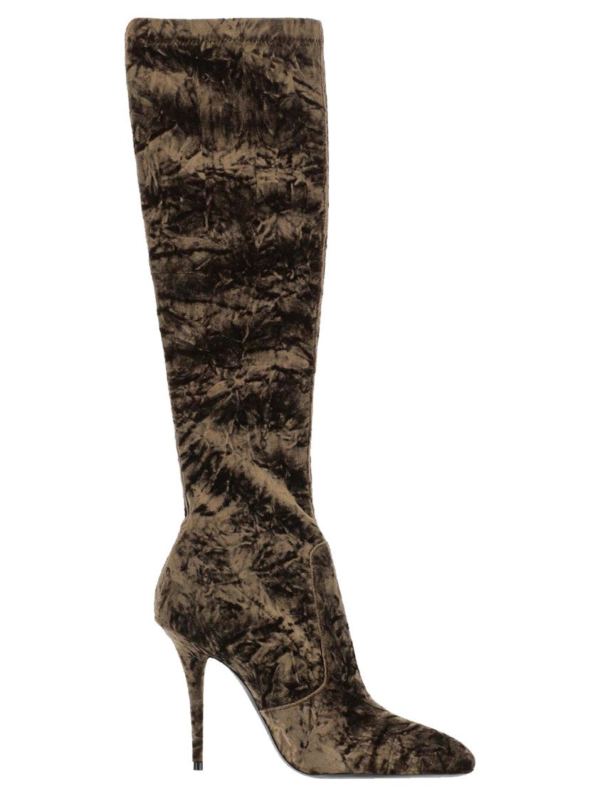 Saint Laurent Talia Velvet Boots