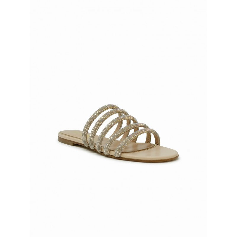 Ninalilou Cream Leather Flat Sandal
