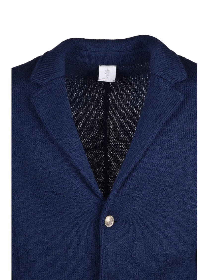 Eleventy Knit Blazer With Notched Lapels And Subtle Trim
