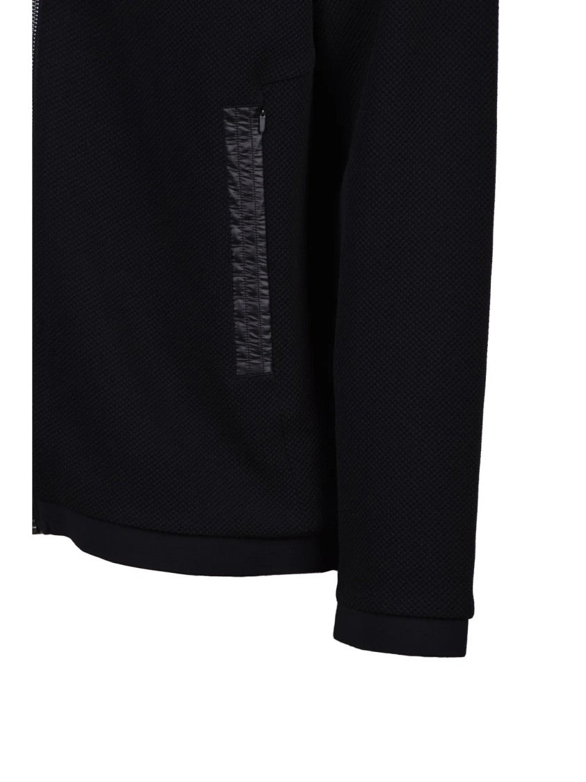 Ea7 Emporio Armani Black Polyester Elastane Zip Sweatshirt