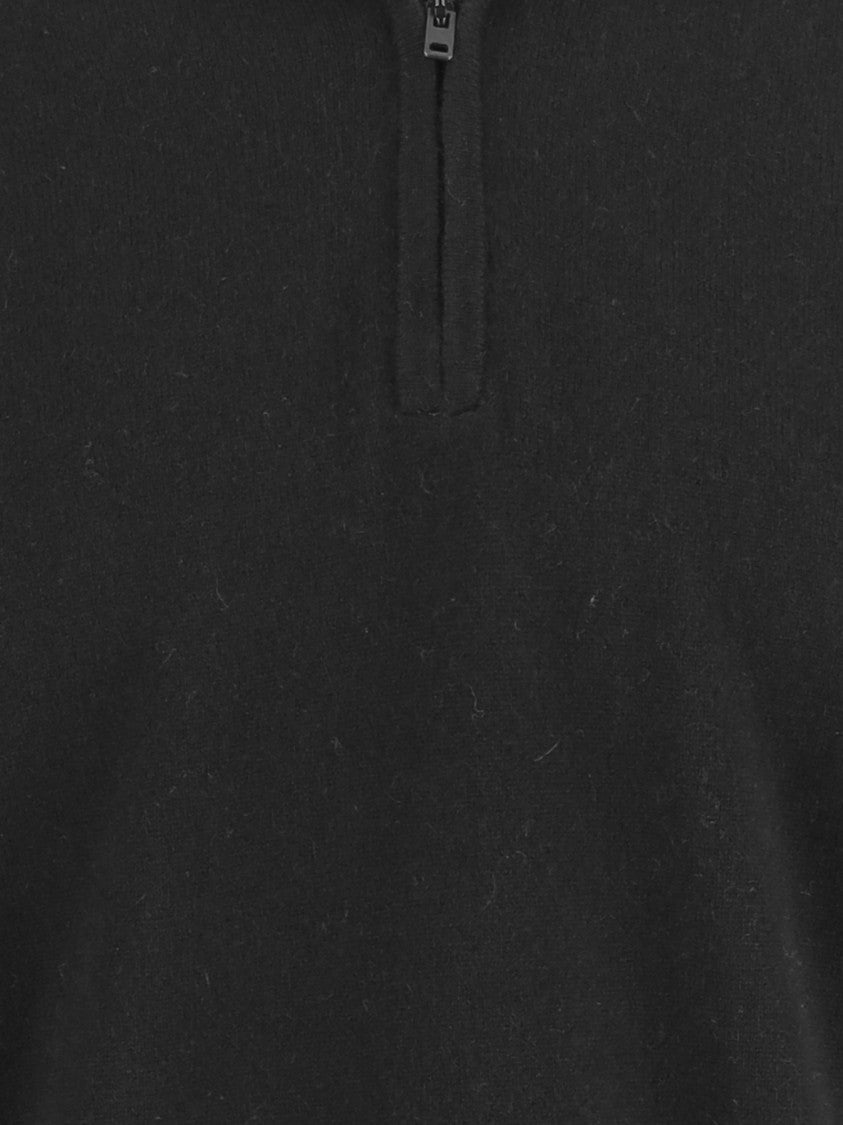 Vince Black Half-Zip Ribbed Cashmere Sweater