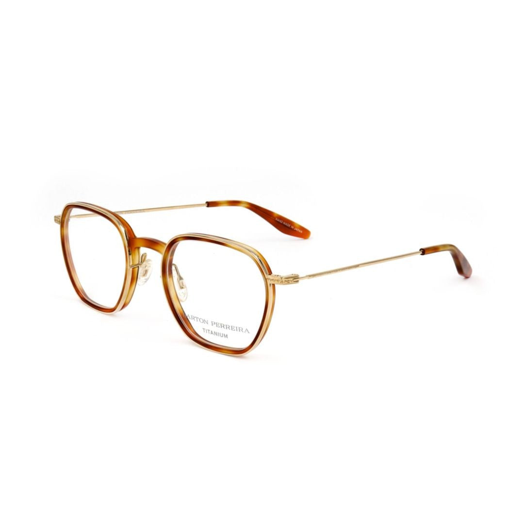 Barton Perreira Bp5044 480Zt Geometric Tortoiseshell Acetate Eyeglasses With Gold Metal Temples