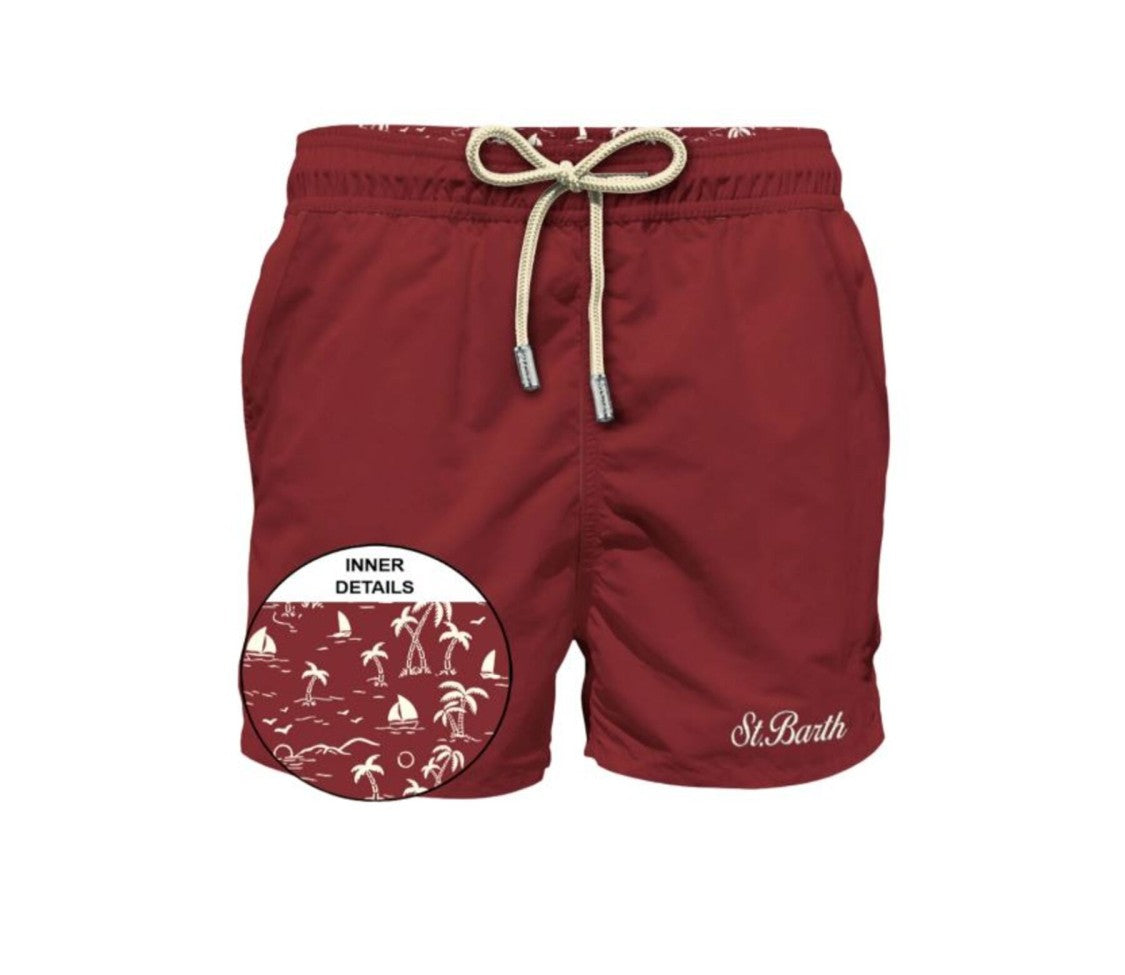 Mc2 Saint Barth Burgundy Patmos Swim Shorts